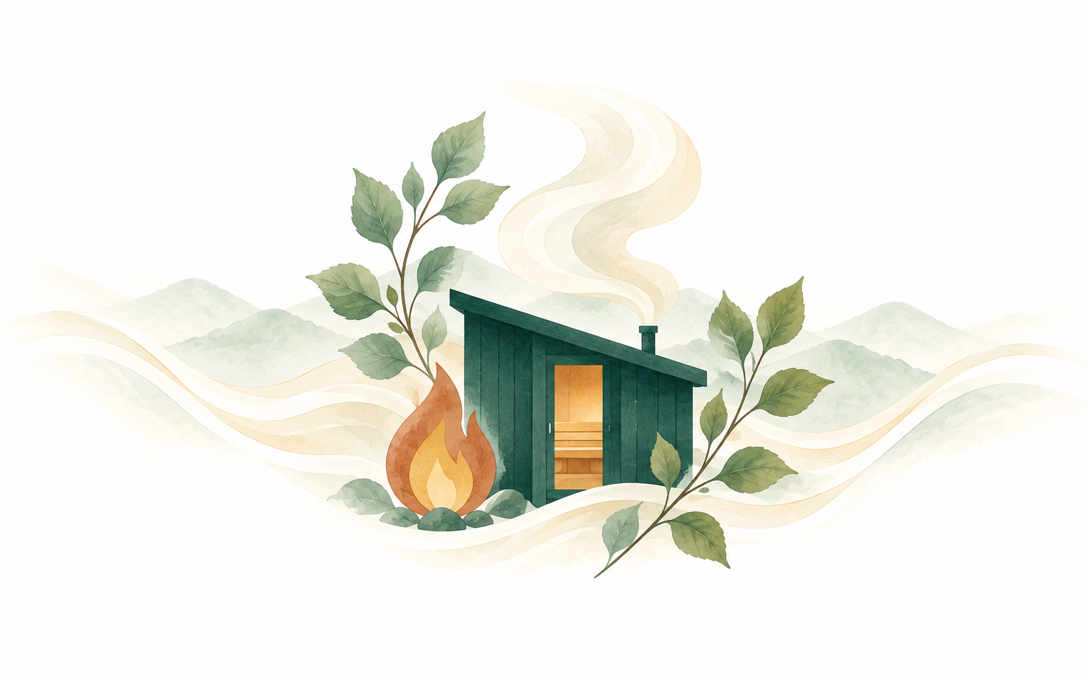 Watercolour illustration of a practice from the Nordic tradition.